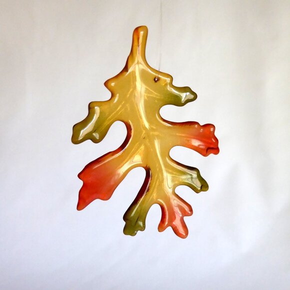 NEW HANDCRAFTED GLASS MAPLE & OAK FALL LEAVES DECORATIVE ORNAMENTS - Picture 7 of 8